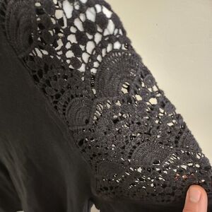 Philosophy Black Crochet Sleeve Blouse